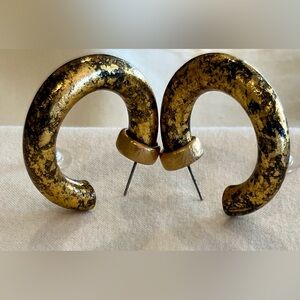 Metallic Gold/Black Hoop Earrings